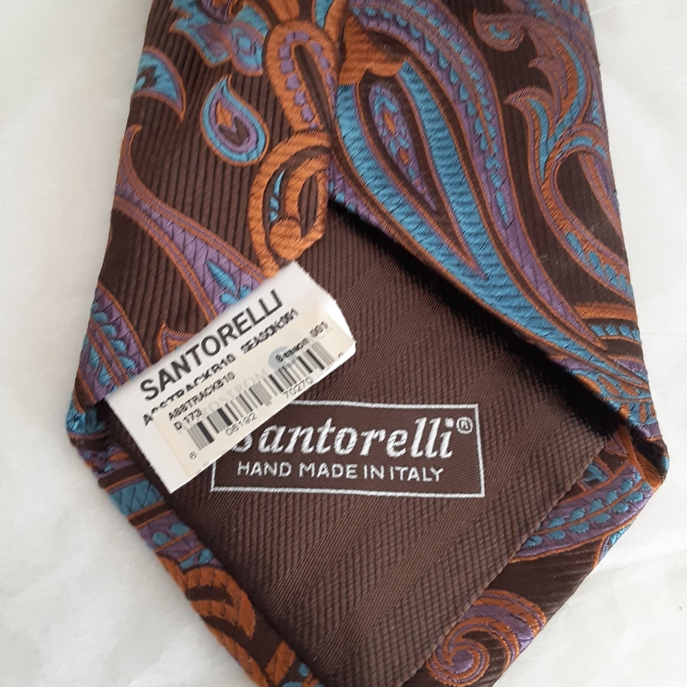 Santorelli silk mens tie paisley handmade in italy